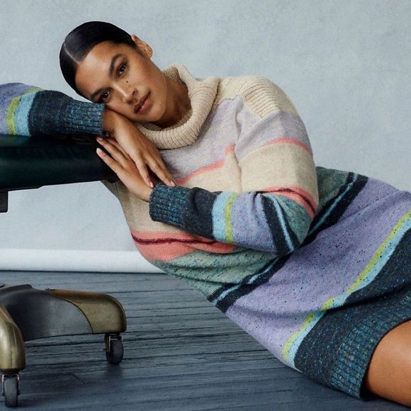 Anthropologie Dresses & Skirts - Daily Practice by Anthropologie Assorted Stripe Turtleneck Sweater Dress